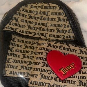 Juicy Couture Black and Beige Backpack with Red Heart